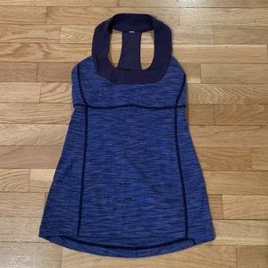 Lululemon Blue Striped Tank with Built In shelf